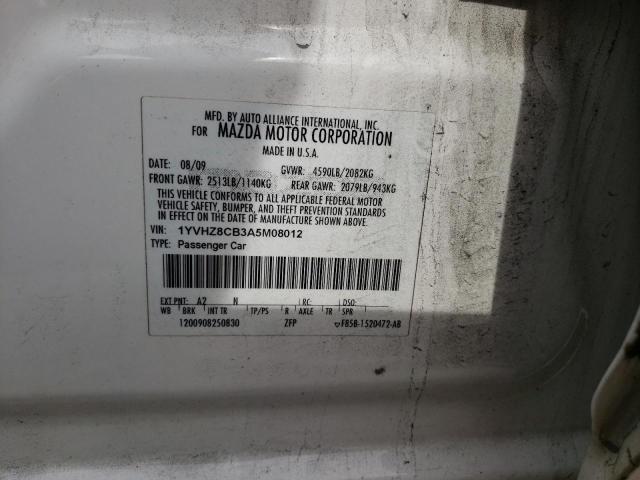 Photo 10 from auction – 2010 MAZDA 6 S with VIN 1YVHZ8CB3A5M08012