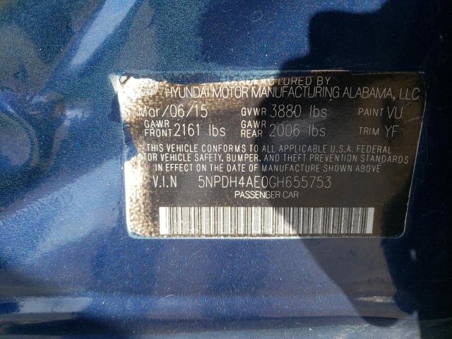 Photo 10 from auction – 2016 HYUNDAI ELANTRA SE with VIN 5NPDH4AE0GH655753