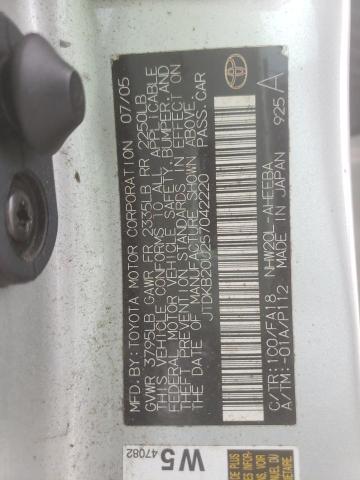 Photo 10 from auction – 2005 TOYOTA PRIUS with VIN JTDKB20U257042220