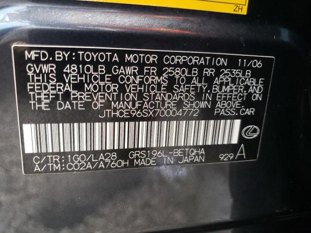 Foto 10 de la subasta – 2007 LEXUS GS 350 con VIN JTHCE96SX70004772