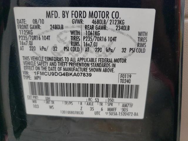 Photo 10 from auction – 2011 FORD ESCAPE XLT with VIN 1FMCU9DG4BKA07839