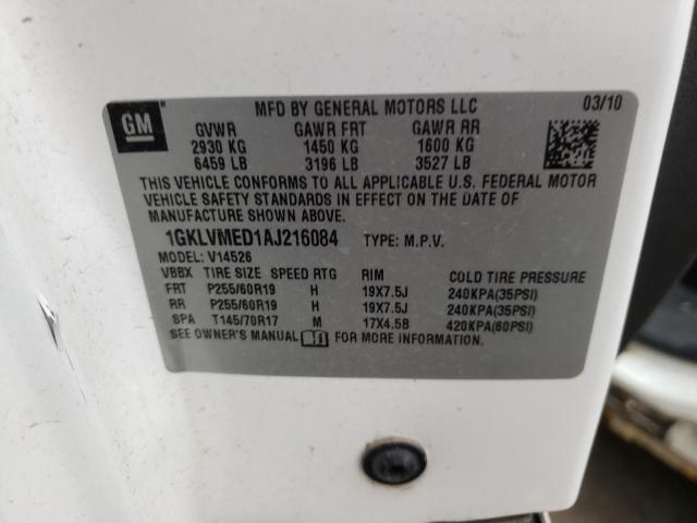 Photo 10 from auction – 2010 GMC ACADIA SLT with VIN 1GKLVMED1AJ216084