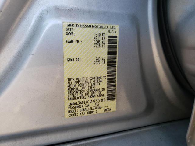Photo 10 from auction – 2015 NISSAN ALTIMA 2.5 with VIN 1N4AL3AP1FC243581