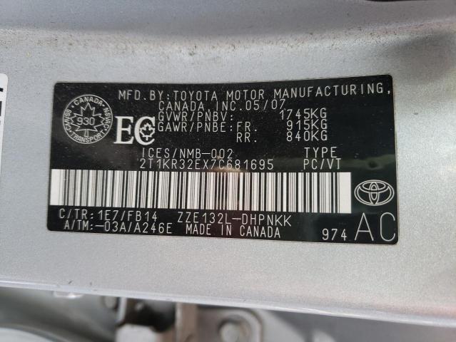 Photo 10 from auction – 2007 TOYOTA COROLLA MA with VIN 2T1KR32EX7C681695