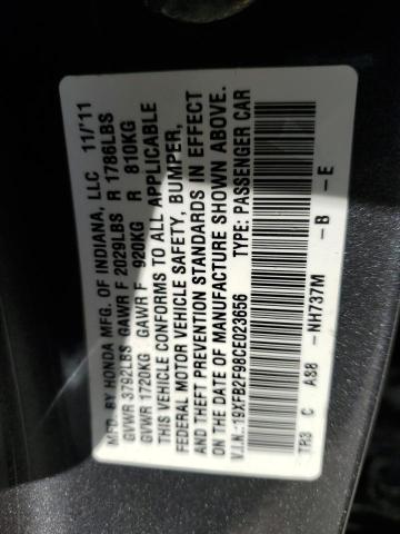 Photo 10 from auction – 2012 HONDA CIVIC EXL with VIN 19XFB2F98CE023656