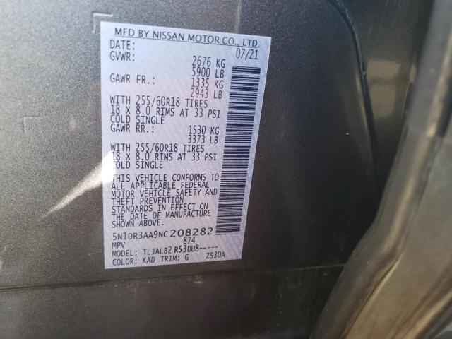 Photo 10 from auction – 2022 NISSAN PATHFINDER with VIN 5N1DR3AA9NC208282