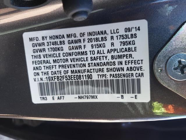 Photo 10 from auction – 2014 HONDA CIVIC LX with VIN 19XFB2F53EE081190