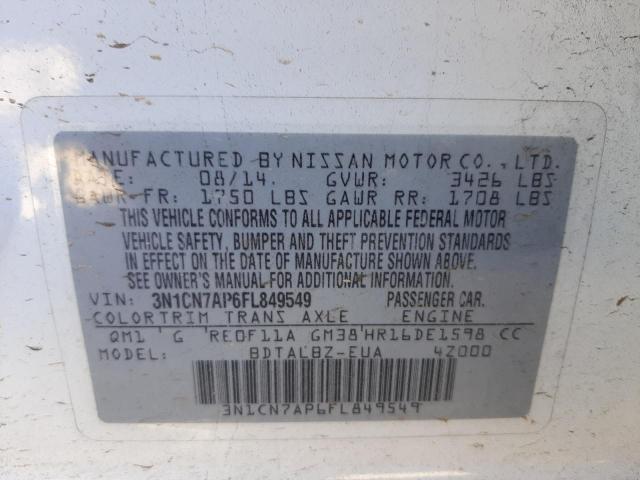 Photo 10 from auction – 2015 NISSAN VERSA with VIN 3N1CN7AP6FL849549