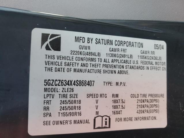 Photo 10 from auction – 2004 SATURN VUE with VIN 5GZCZ634X4S868407