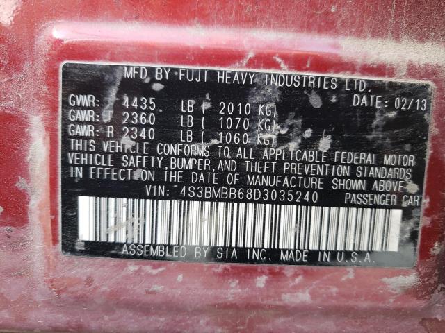 Photo 10 from auction – 2013 SUBARU LEGACY 2.5 with VIN 4S3BMBB68D3035240