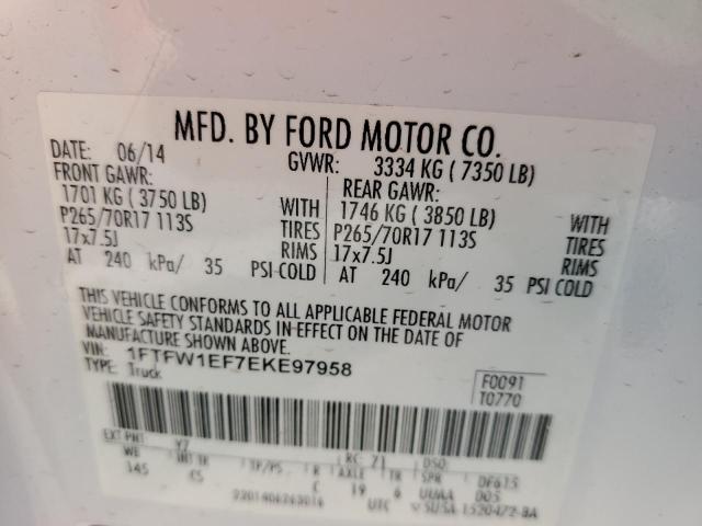 Photo 10 from auction – 2014 FORD F150 SUPER with VIN 1FTFW1EF7EKE97958