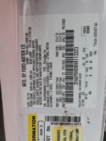 Photo 10 from auction – 2017 FORD FUSION SE with VIN 3FA6P0HD8HR113323