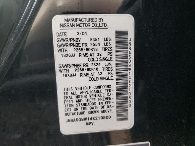 Photo 10 from auction – 2004 INFINITI FX35 with VIN JNRAS08W14X219800