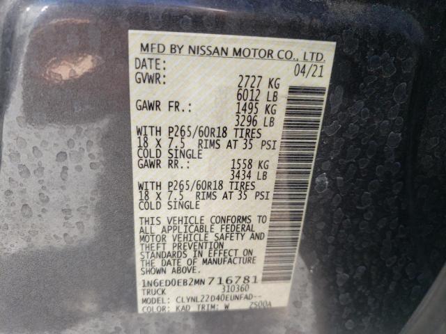 Photo 10 from auction – 2021 NISSAN FRONTIER S with VIN 1N6ED0EB2MN716781