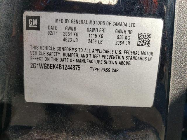 Photo 10 from auction – 2011 CHEVROLET IMPALA LT with VIN 2G1WG5EK4B1244375