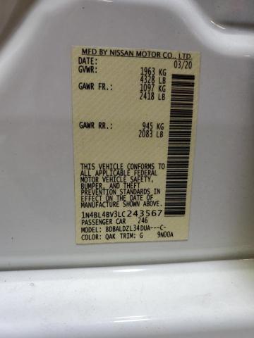 Photo 10 from auction – 2020 NISSAN ALTIMA S with VIN 1N4BL4BV3LC243567