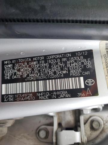 Photo 10 from auction – 2012 TOYOTA PRIUS C with VIN JTDKDTB3XC1026514