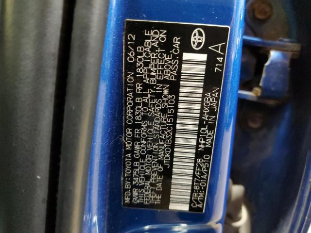 Photo 10 from auction – 2012 TOYOTA PRIUS C with VIN JTDKDTB32C1515103