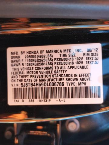 Photo 10 from auction – 2013 ACURA RDX TECHNO with VIN 5J8TB4H59DL006786