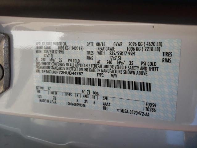 Photo 10 from auction – 2017 FORD ESCAPE S with VIN 1FMCU0F72HUB44767