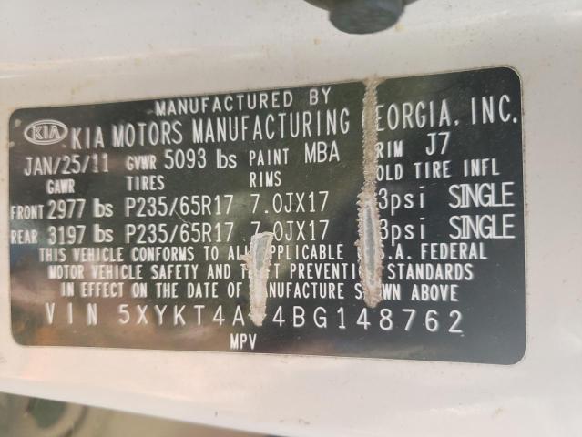 Photo 10 from auction – 2011 KIA SORENTO BA with VIN 5XYKT4A14BG148762