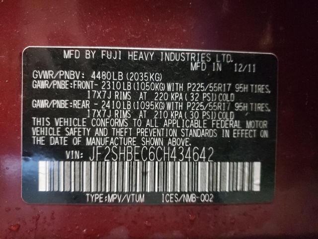 Photo 10 from auction – 2012 SUBARU FORESTER L with VIN JF2SHBEC6CH434642