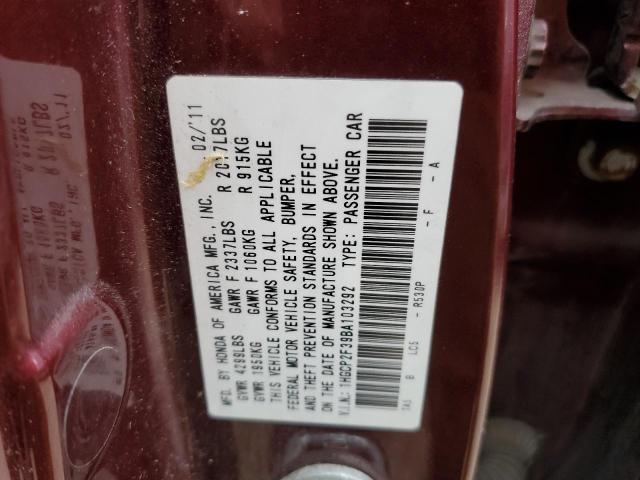 Photo 10 from auction – 2011 HONDA ACCORD LX with VIN 1HGCP2F39BA103292