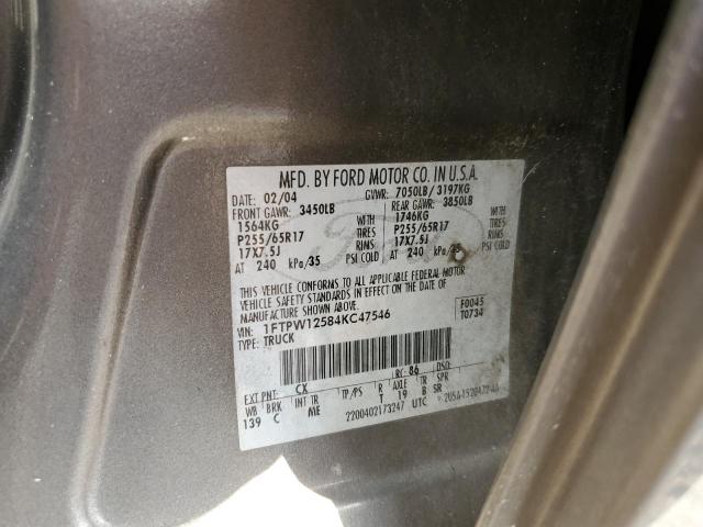 Photo 10 from auction – 2004 FORD F150 SUPER with VIN 1FTPW12584KC47546