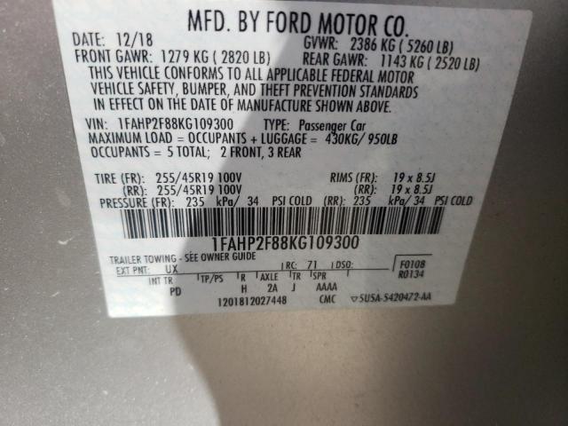 Photo 10 from auction – 2019 FORD TAURUS LIM with VIN 1FAHP2F88KG109300