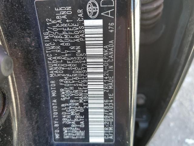 Photo 10 from auction – 2012 TOYOTA COROLLA BA with VIN 2T1BU4EE9CC913455