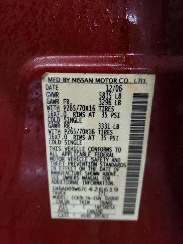 Photo 10 from auction – 2007 NISSAN FRONTIER C with VIN 1N6AD09W67C426619