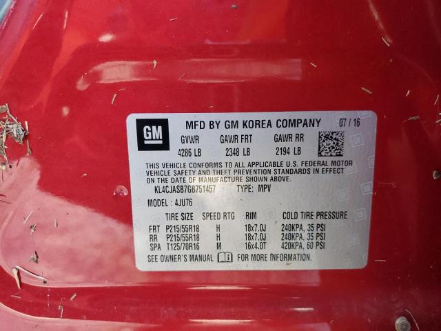 Photo 10 from auction – 2016 BUICK ENCORE with VIN KL4CJASB7GB751457