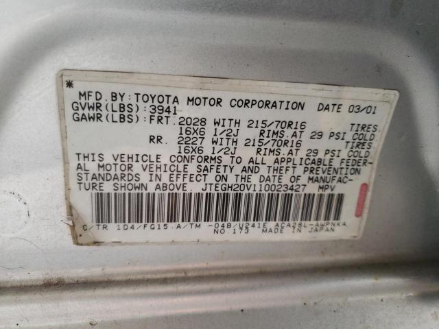 Photo 10 from auction – 2001 TOYOTA RAV4 with VIN JTEGH20V110023427