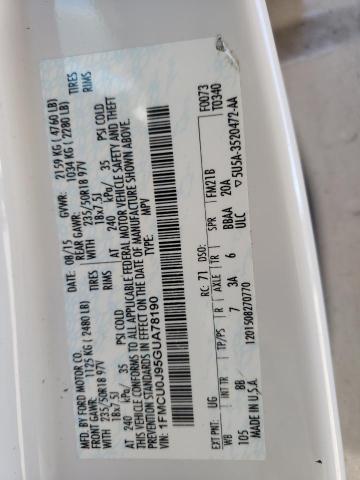 Photo 10 from auction – 2016 FORD ESCAPE TIT with VIN 1FMCU0J95GUA78190