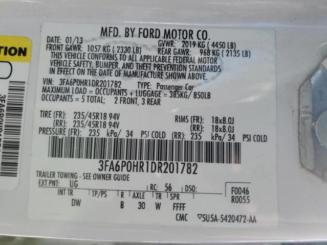 Photo 10 from auction – 2013 FORD FUSION SE with VIN 3FA6P0HR1DR201782