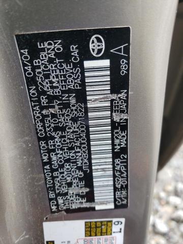 Photo 10 from auction – 2004 TOYOTA PRIUS with VIN JTDKB20U040071822