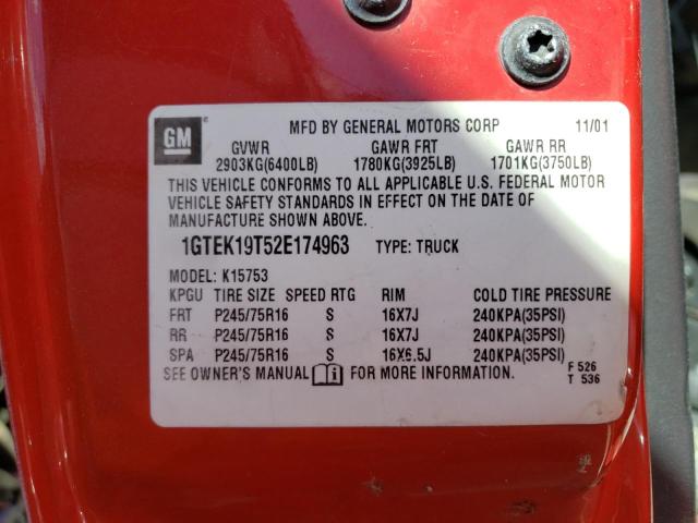 Photo 10 from auction – 2002 GMC NEW SIERRA with VIN 1GTEK19T52E174963