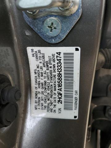 Photo 10 from auction – 2008 HONDA CIVIC LX with VIN 2HGFA16588H333474