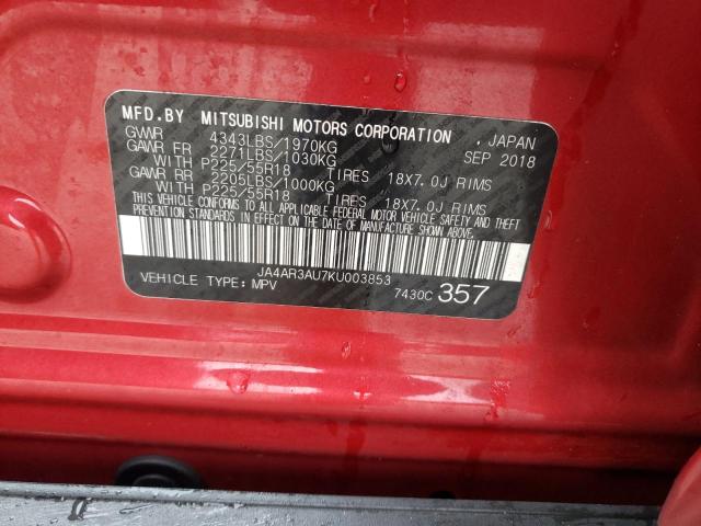 Photo 10 from auction – 2019 MITSUBISHI OUTLANDER with VIN JA4AR3AU7KU003853