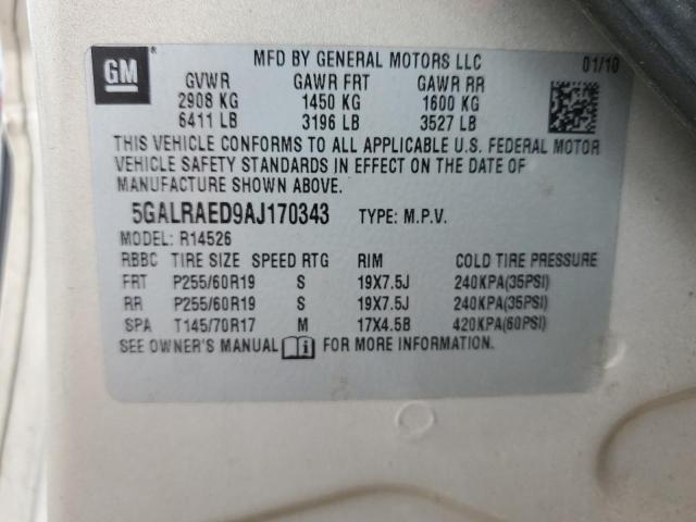 Photo 10 from auction – 2010 BUICK ENCLAVE CX with VIN 5GALRAED9AJ170343