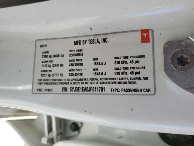 Photo 10 from auction – 2017 TESLA MODEL 3 with VIN 5YJ3E1EA6HF000507