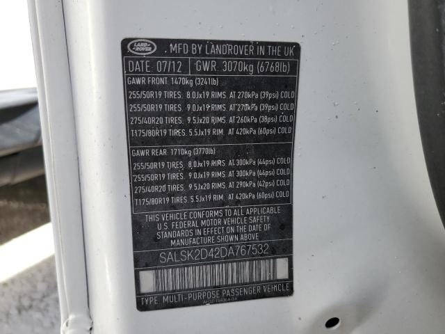 Photo 10 from auction – 2013 LAND ROVER RANGE ROVE with VIN SALSK2D42DA767532