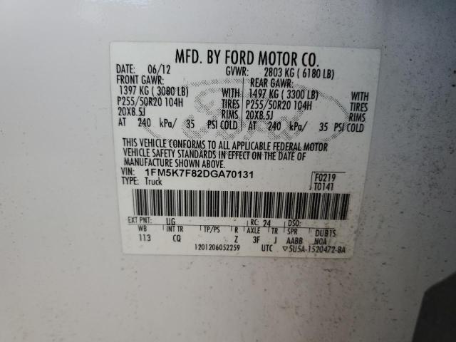 Photo 10 from auction – 2013 FORD EXPLORER L with VIN 1FM5K7F82DGA70131