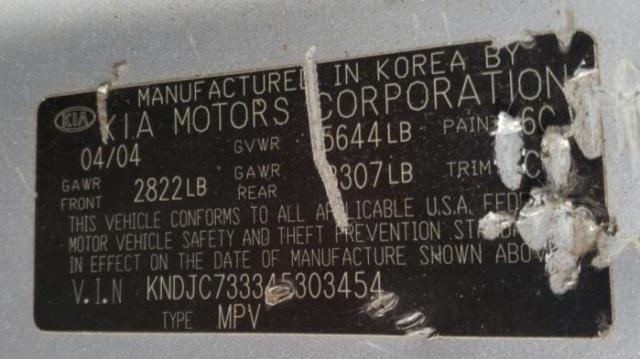 Photo 10 from auction – 2004 KIA SORENTO EX with VIN KNDJC733345303454