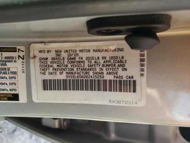 Photo 10 from auction – 2006 PONTIAC VIBE with VIN 5Y2SL65826Z415259
