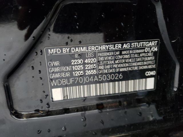 Photo 10 from auction – 2004 MERCEDES-BENZ E 500 with VIN WDBUF70J04A503026