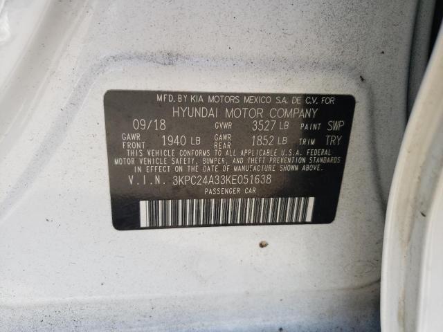 Photo 10 from auction – 2019 HYUNDAI ACCENT SE with VIN 3KPC24A33KE051638