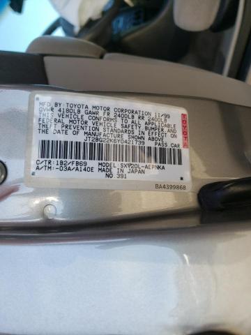 Photo 10 from auction – 2000 TOYOTA CAMRY CE with VIN JT2BG22K6Y0421739