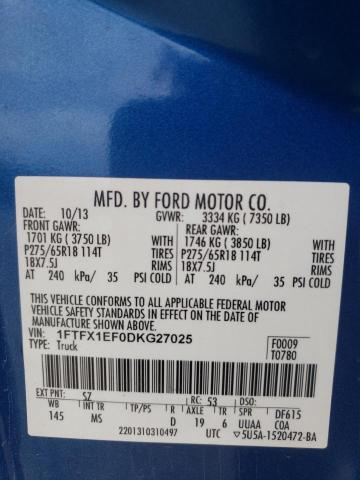 Photo 10 from auction – 2013 FORD F150 SUPER with VIN 1FTFX1EF0DKG27025