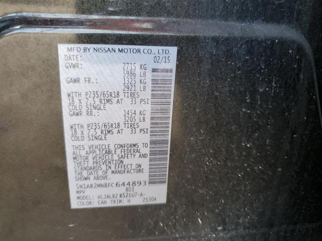 Photo 10 from auction – 2015 NISSAN PATHFINDER with VIN 5N1AR2MN8FC644893